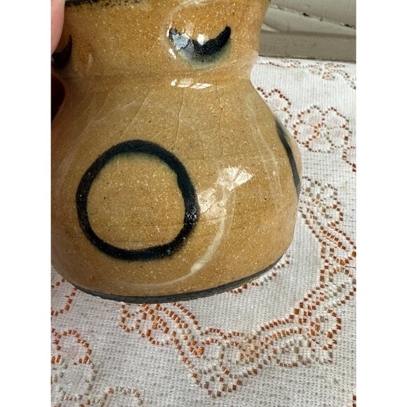 Vintage 1940s Stoneware Salt Glaze Art Pottery Vase Beige 4.5" Signed - Picture 3 of 9